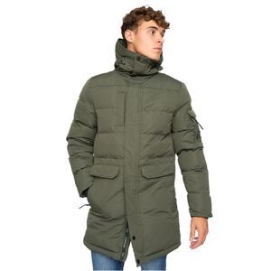 Crosshatch Mens Milwaka Long Padded Jacket / Olive